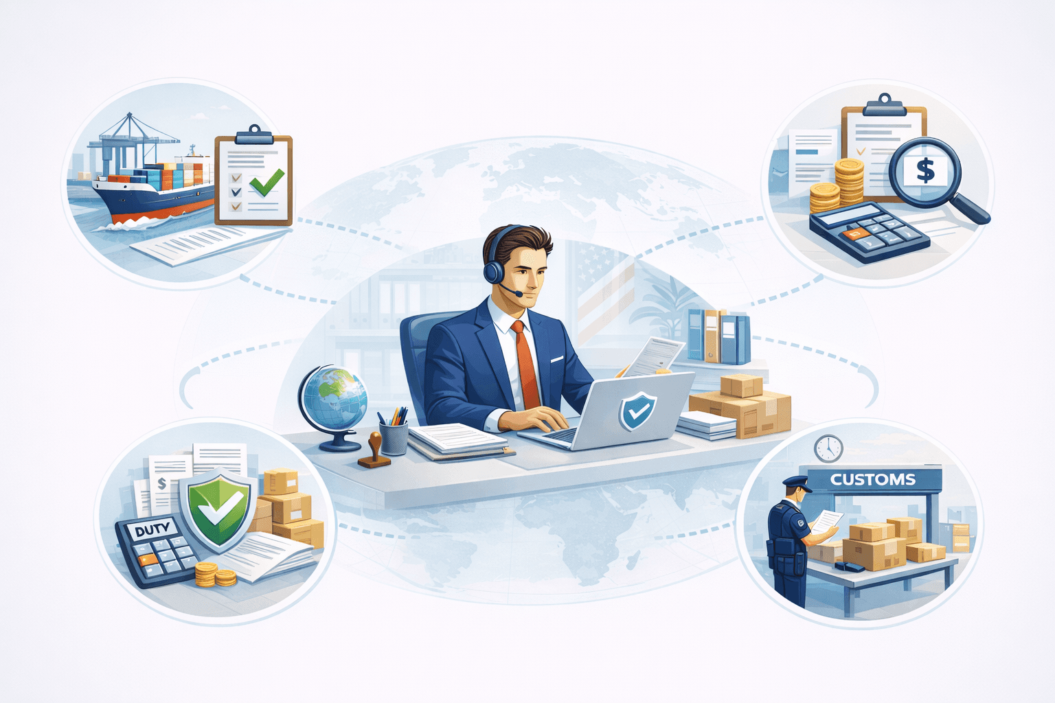 Customs professionals reviewing shipment details