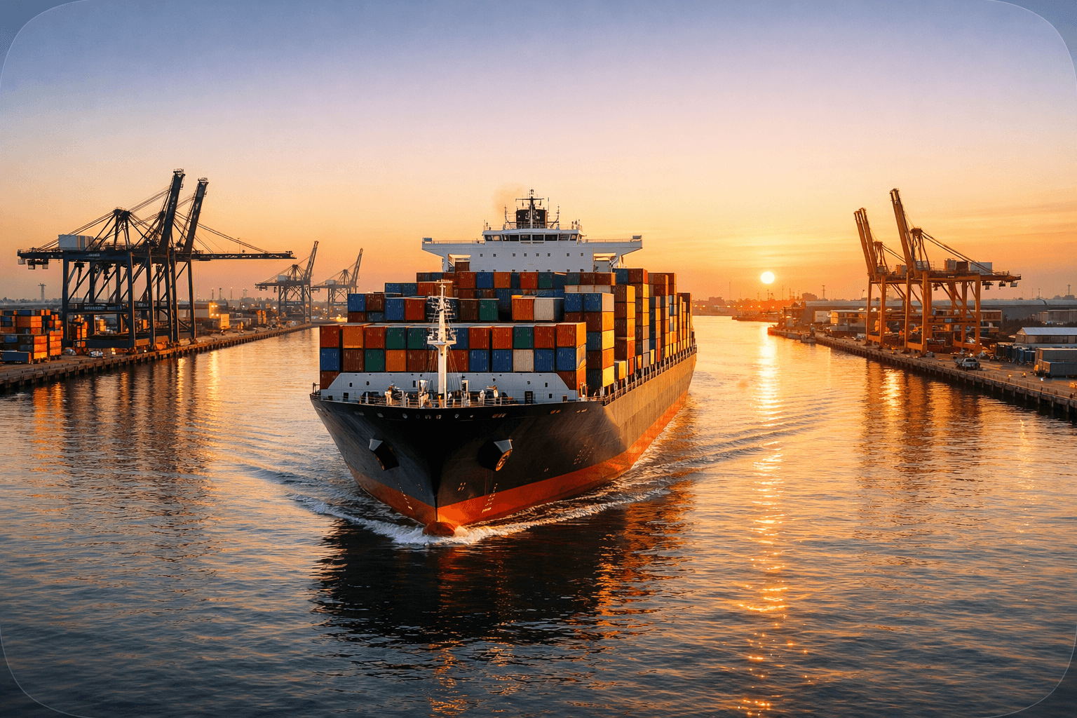 Cargo shipping at port